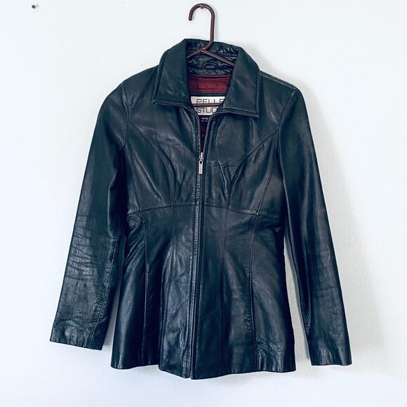 Wilsons Black Leather Jacket Womens Small Pelle Studio Removable Lining Matrix - Picture 1 of 15